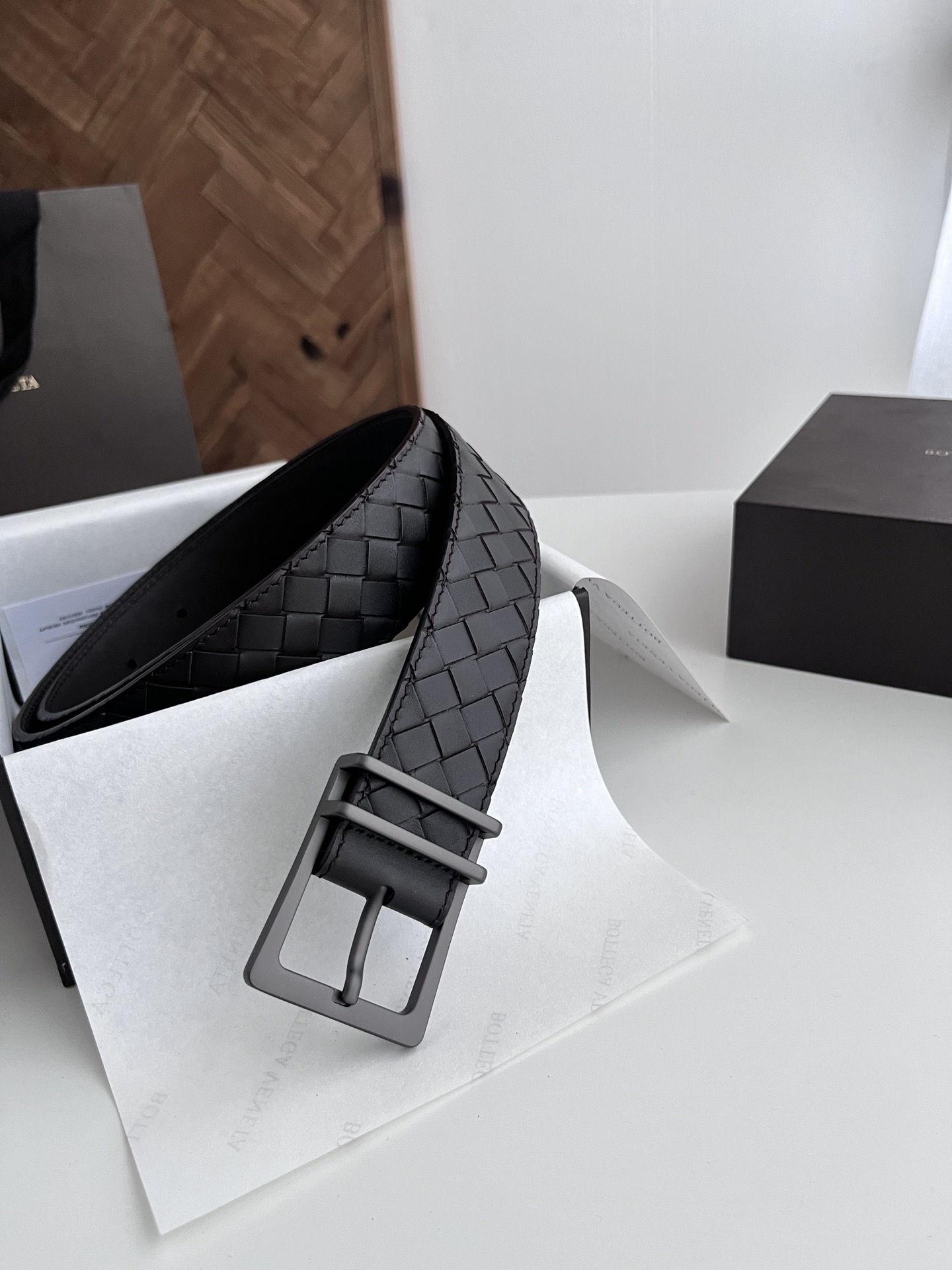 보테가 베네타 인트레치오 위빙 가죽 벨트 35mm