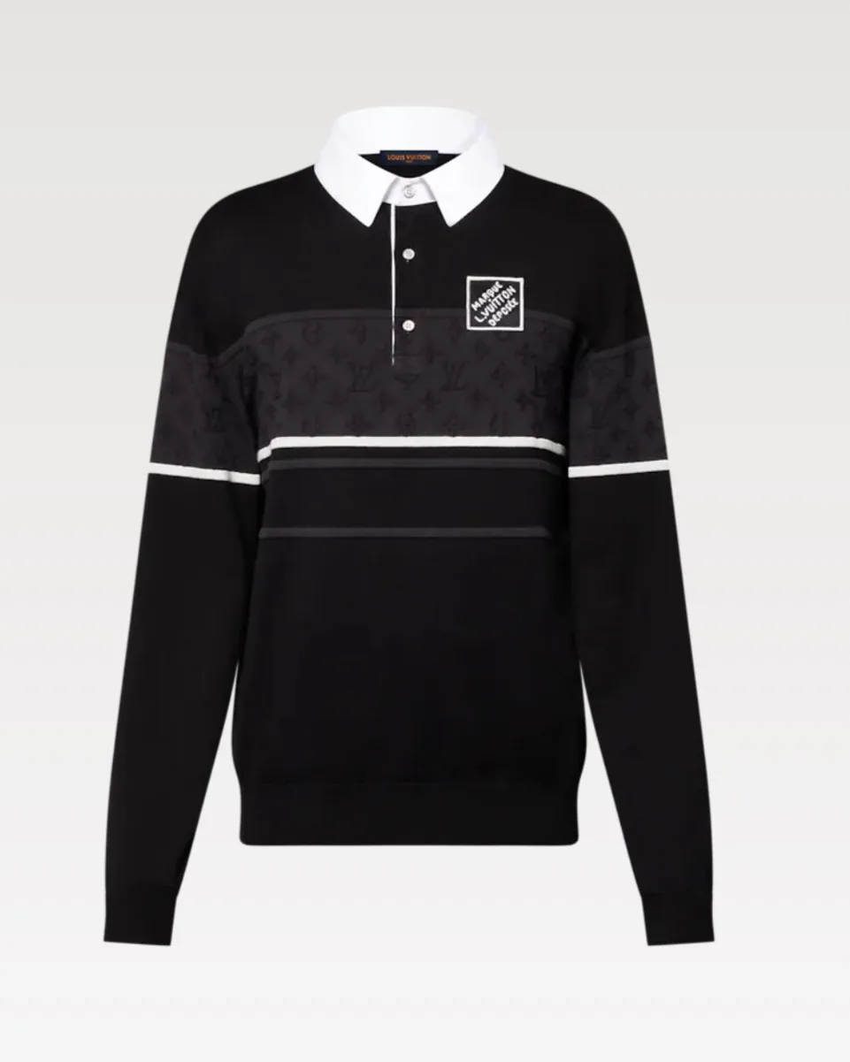 1AGTMF SPRING CAPSULE 모노그램 자카드 롱 슬리브드 폴로 셔츠