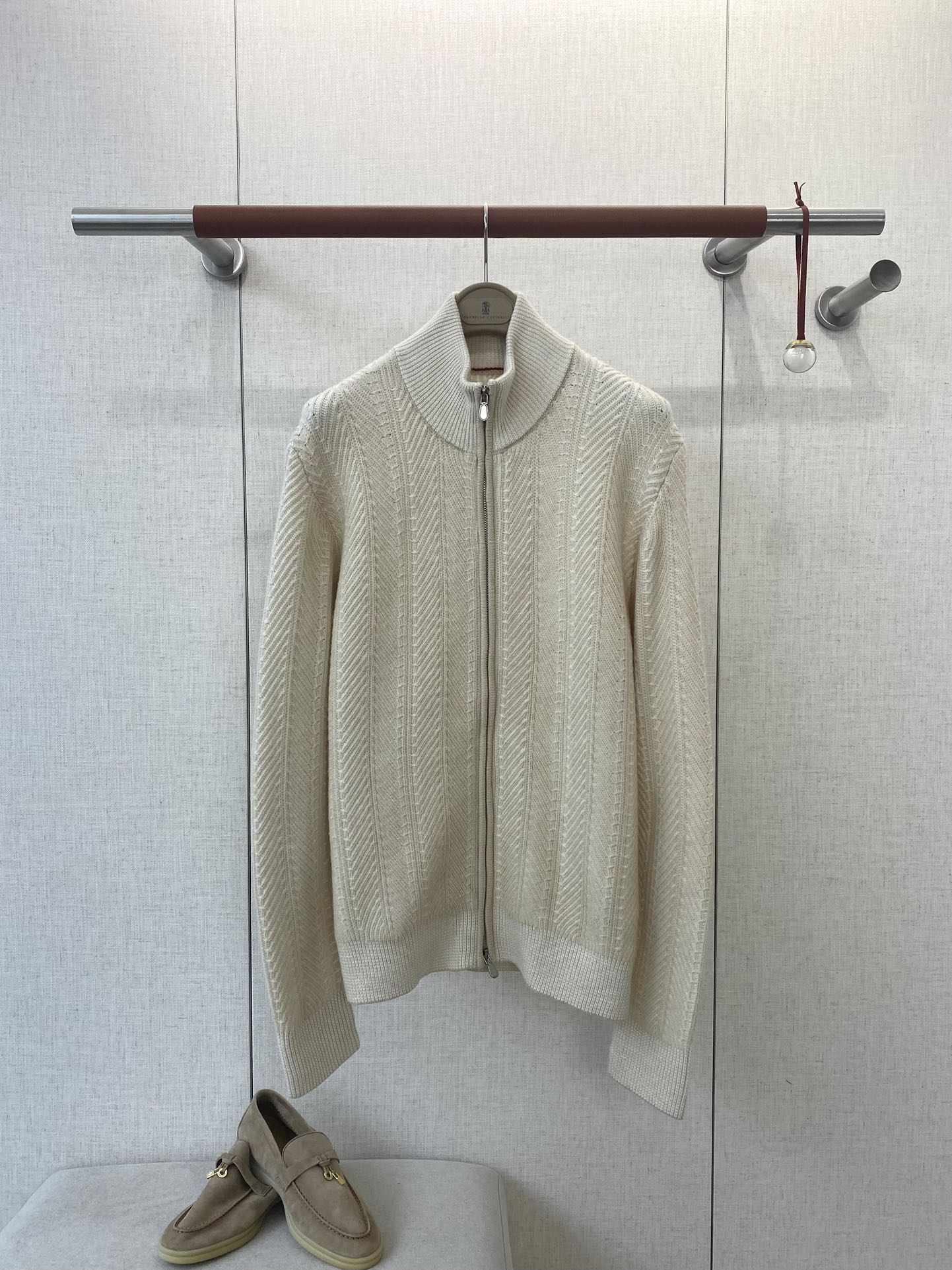 Brunello Cucinelli chevron cardigan with zipper