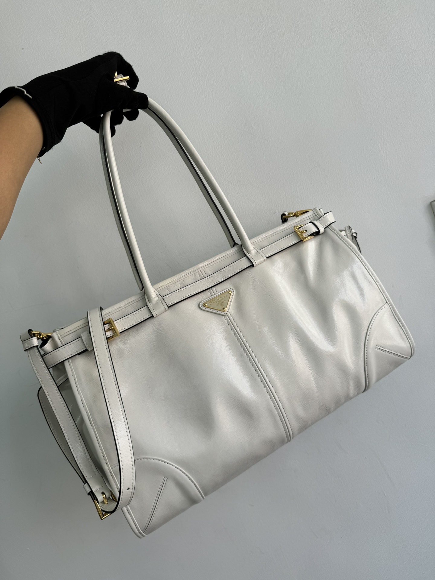 프라다 보니 라지 가죽 핸드백 퓨터 1BA433 38x30x12cm