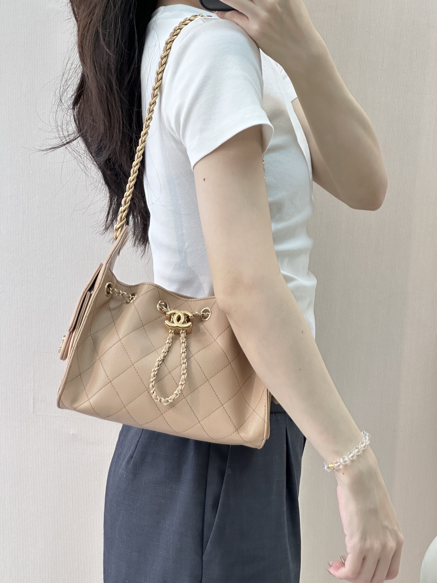 샤* 25 미니백 스웨이드 메탈릭 카프스킨  AS5631 22-20-12.5cm