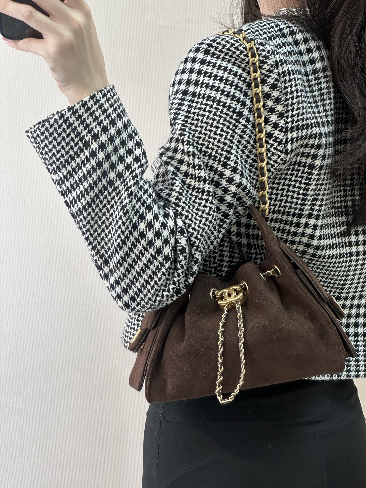 샤* 25 미니백 스웨이드 메탈릭 카프스킨  AS5631 22-20-12.5cm