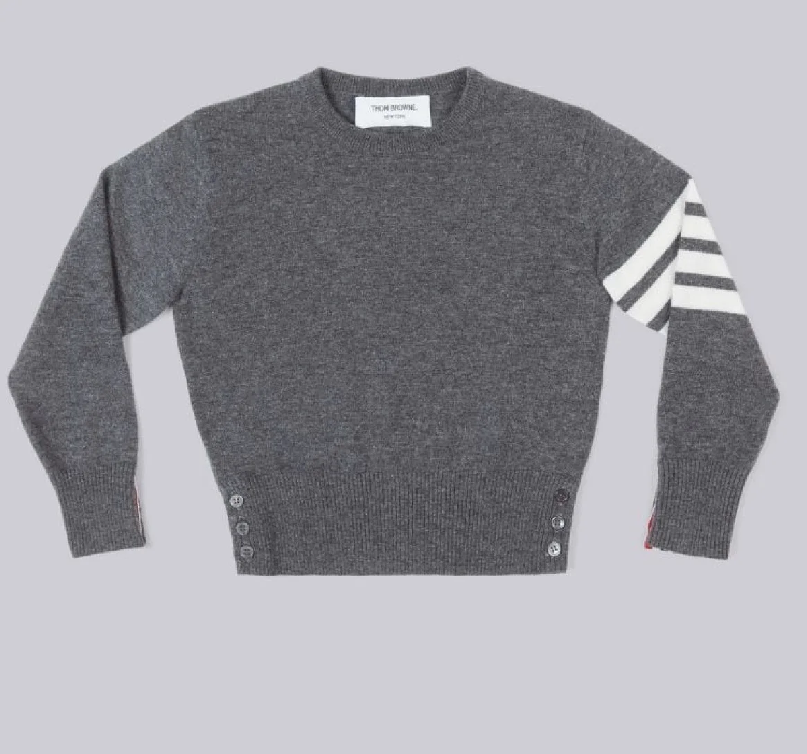 Thom Browne 키즈 캐시미어 4바 클래식 크루넥 ​​풀오버