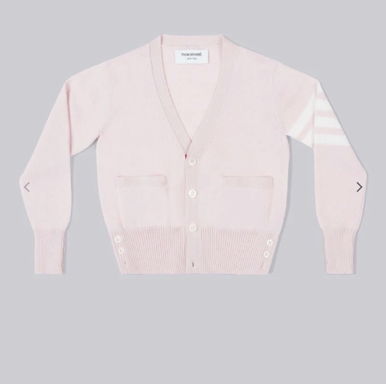 톰브라운  키즈  캐시미어 사선 브이넥 가디건 다크