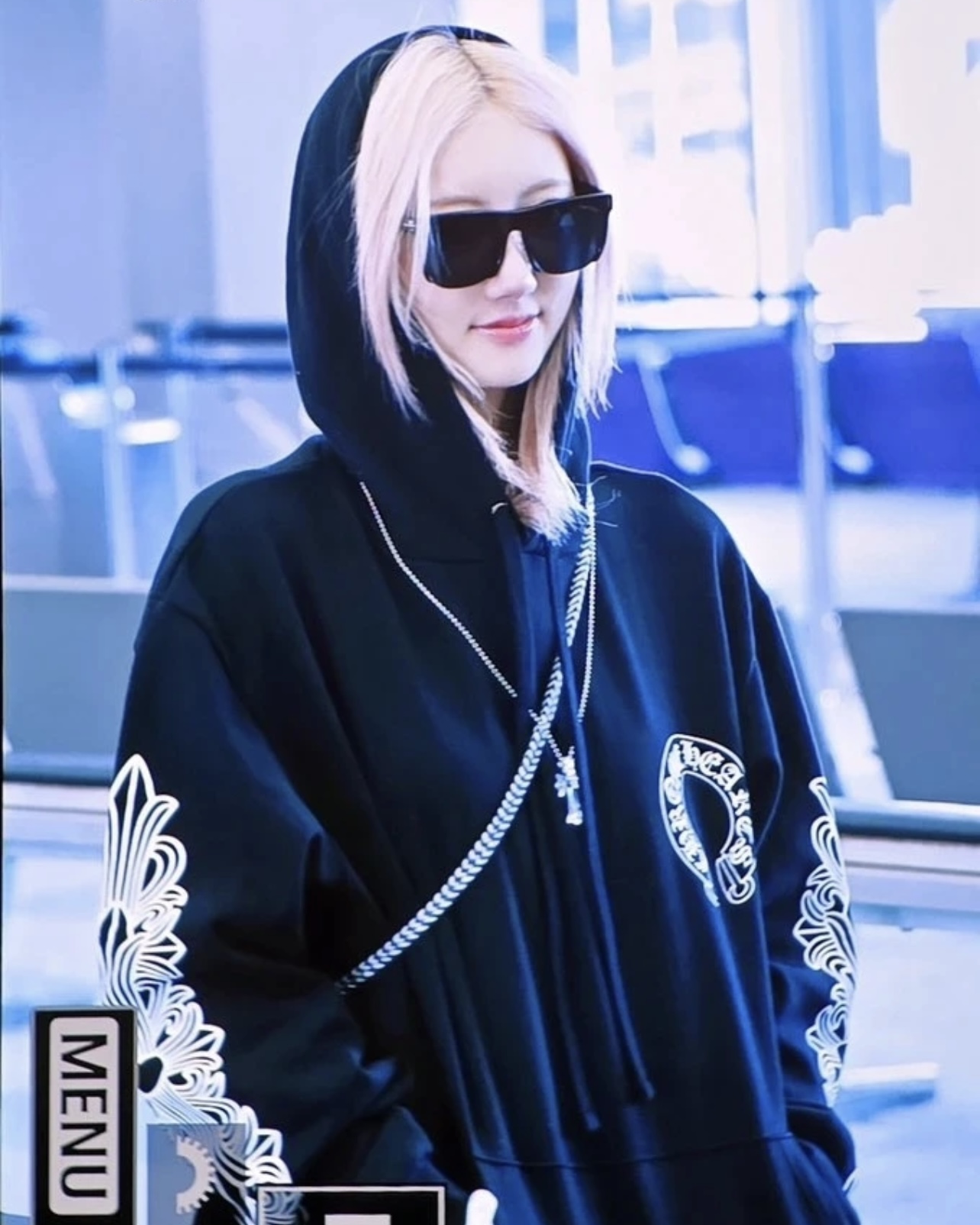 크롬 하츠 실버 글리터 후드