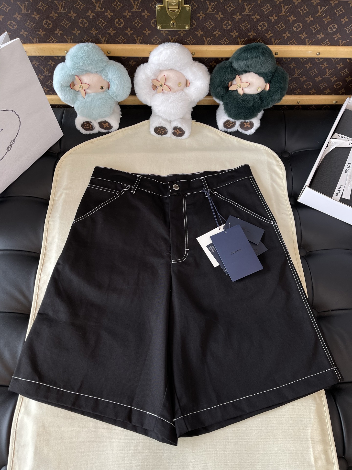 프라다  블랙 straight-leg cotton trousers