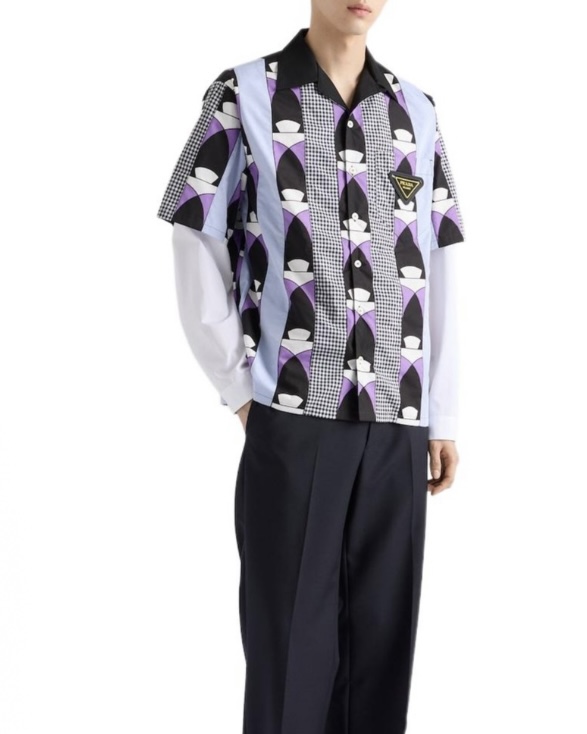 프라다 타임캡슐 프린티드 코튼 셔츠