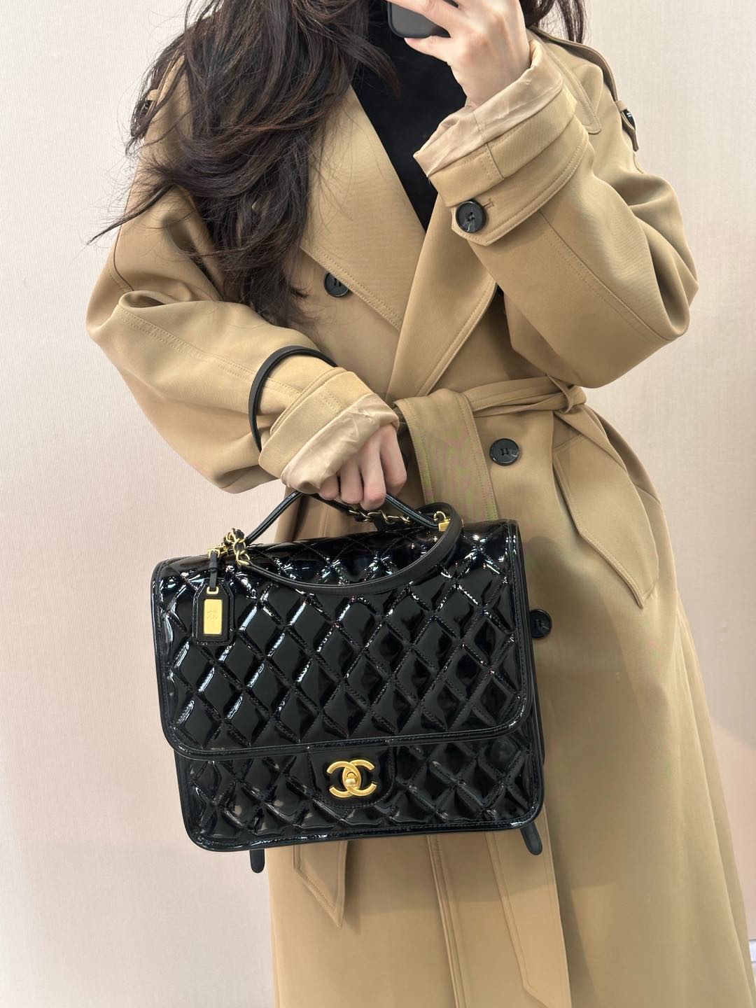 페이턴트 카프스킨 라지 백팩 AS3662 31/25/10cm