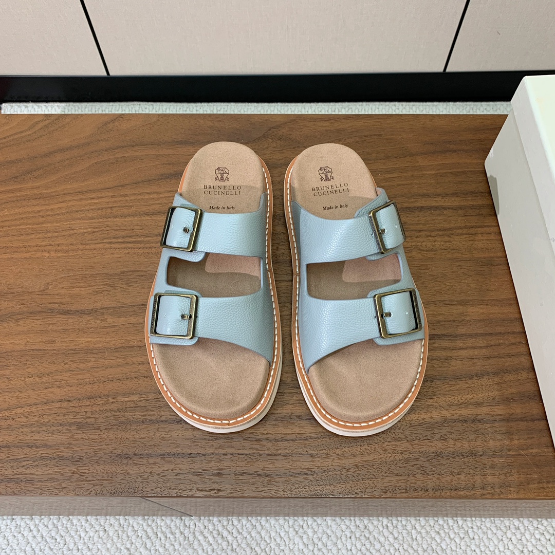 브루넬로 쿠치넬리 스웨이드 슬라이드