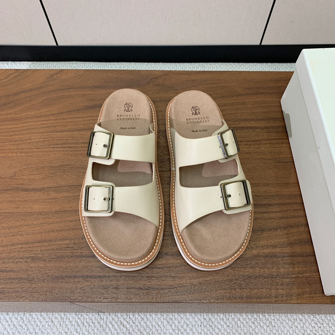 브루넬로 쿠치넬리 스웨이드 슬라이드